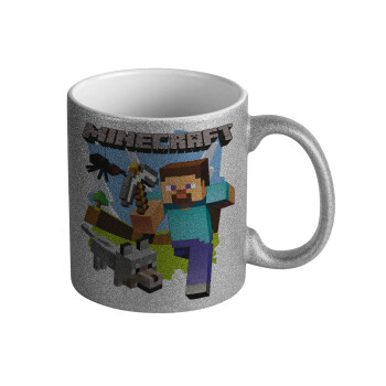 Minecraft Alex, Κούπα Ασημένια Glitter που γυαλίζει, κεραμική, 330ml