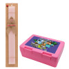 Easter Set, children's snack container PINK & scented flat Easter candle (30cm) (PINK)