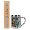 Easter Set, metallic thermal cup (300ml) & Easter aromatic flat candle (30cm) (GRAY)