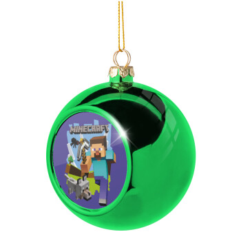 Minecraft Alex and friends, Χριστουγεννιάτικη μπάλα δένδρου Πράσινη 8cm