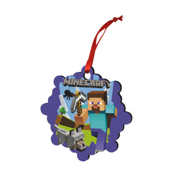 Minecraft Alex, Christmas ornament snowflake wooden 7.5cm
