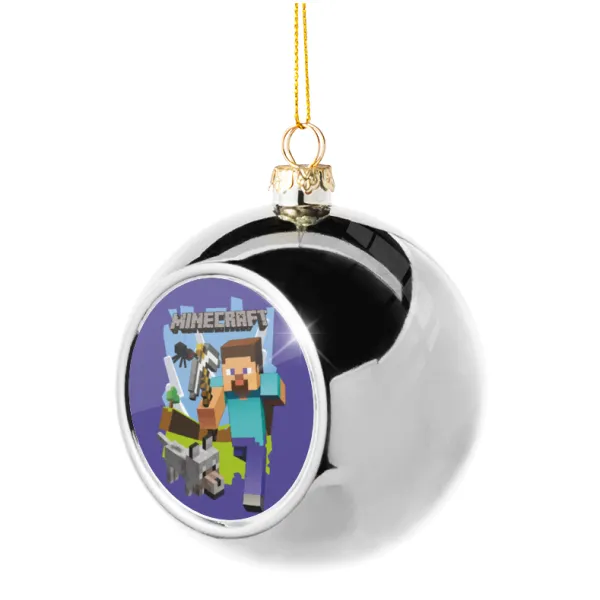Minecraft Alex — Silver 8cm Christmas tree ball ornament