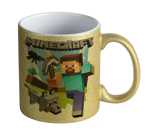 Minecraft Alex — Gold glitter mug that sparkles, ceramic, 330ml
