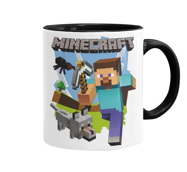 Minecraft Alex — Κούπα χρωματιστή μαύρη, κεραμική, 330ml