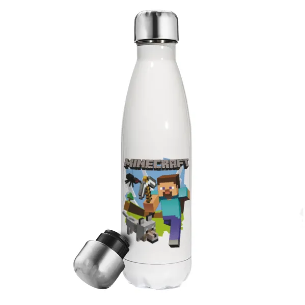 Minecraft Alex — Metal mug thermos White (Stainless steel), double wall, 500ml