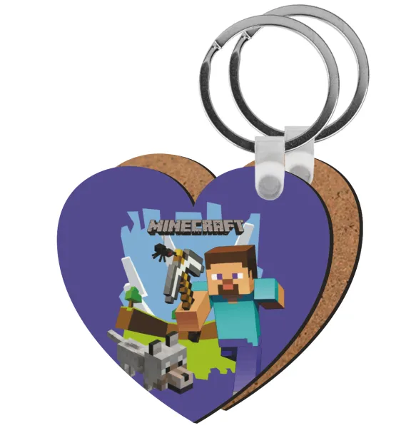 Minecraft Alex — Heart wooden MDF keychain