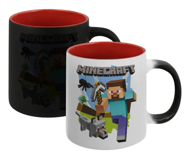 Minecraft Alex — Κούπα Μαγική εσωτερικό κόκκινο, κεραμική, 330ml που αλλάζει χρώμα με το ζεστό ρόφημα