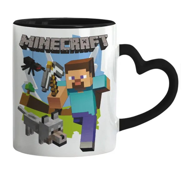 Minecraft Alex — Mug heart black handle, ceramic, 330ml