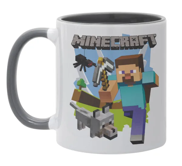 Minecraft Alex — Κούπα χρωματιστή γκρι, κεραμική, 330ml