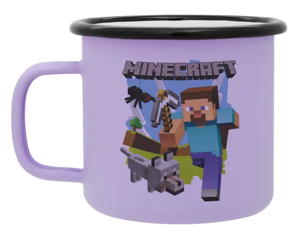 Minecraft Alex — Metal enamel mug, matte light pastel purple, 360ml