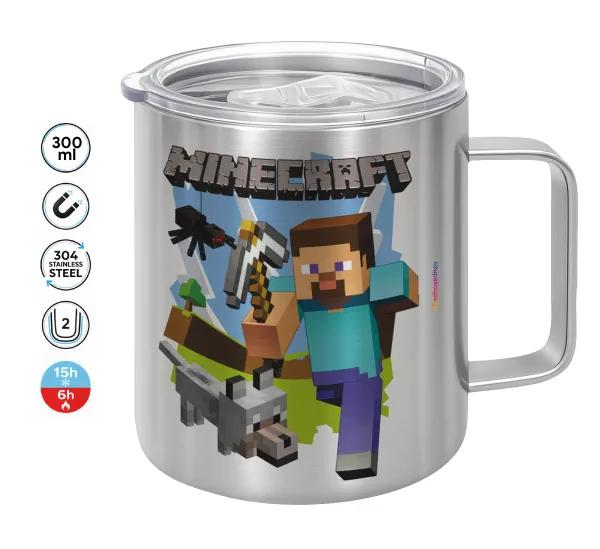 Minecraft Alex — Double-walled stainless steel mug 300ml with temperature-retaining lid