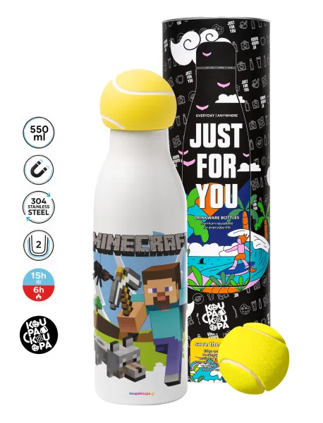 Minecraft Alex — Tennis ball Metal mug thermos White, double wall, 550ml