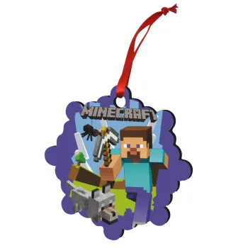 Minecraft Alex, Christmas ornament snowflake wooden 7.5cm