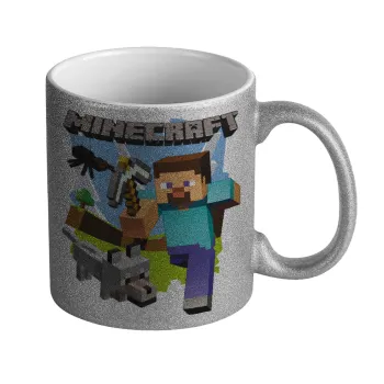 Minecraft Alex, Κούπα Ασημένια Glitter που γυαλίζει, κεραμική, 330ml