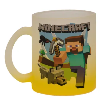 Minecraft Alex, Κούπα γυάλινη δίχρωμη με βάση το κίτρινο ματ, 330ml