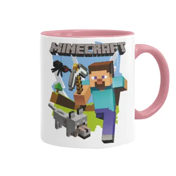 Minecraft Alex, Mug colored pink, ceramic, 330ml
