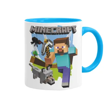 Minecraft Alex, Mug colored light blue, ceramic, 330ml