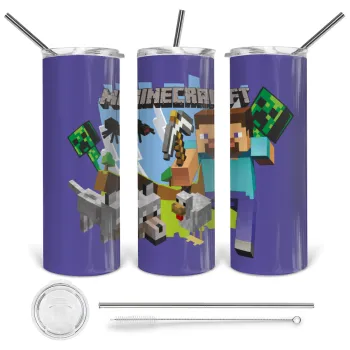 Minecraft Alex, Tumbler stainless steel 600ml, with metal straw & cleaning brush