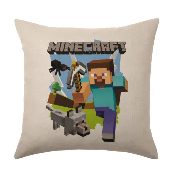 Minecraft Alex, Μαξιλάρι καναπέ ΛΙΝΟ 40x40cm περιέχεται το  γέμισμα
