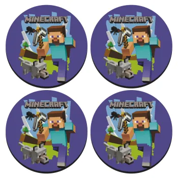 Minecraft Alex, SET of 4 round wooden coasters (9cm)