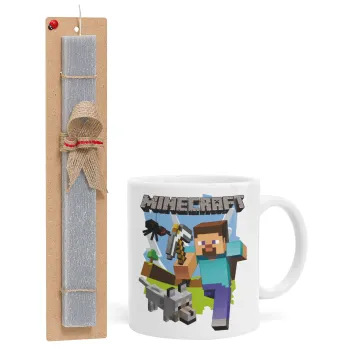 Minecraft Alex, Easter Set, Ceramic Cup (330ml) & Easter aromatic flat candle (30cm) (GRAY)