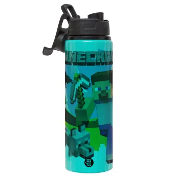 Minecraft Alex, Metallic water bottle with safety lid, 850ml aluminum