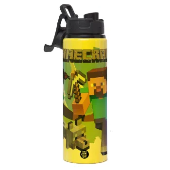 Minecraft Alex, Metallic water bottle with safety lid, 850ml aluminum