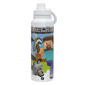 Minecraft Alex, Θερμός 1L Ανοξείδωτο με Βάση Κινητού & Διπλά Τοιχώματα