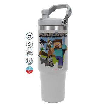 Minecraft Alex, ΓΚΡΙ χρώματος Θερμός Ανοξείδωτο 890ml (30oz) με χερούλι