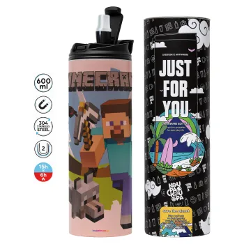 Minecraft Alex, Tumbler stainless steel PINK 600ml