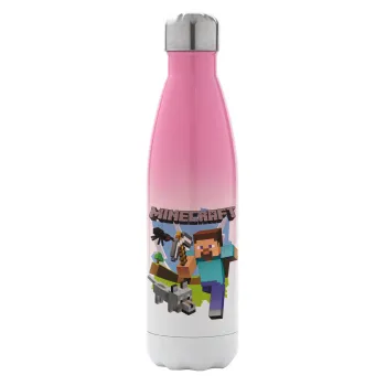 Minecraft Alex, Metal mug thermos Pink/White (Stainless steel), double wall, 500ml