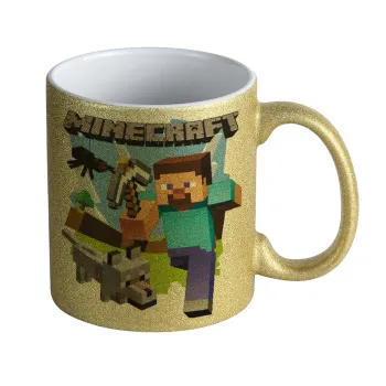 Minecraft Alex, Κούπα Χρυσή Glitter που γυαλίζει, κεραμική, 330ml
