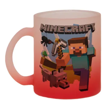 Minecraft Alex, Κούπα γυάλινη δίχρωμη με βάση το κόκκινο ματ, 330ml