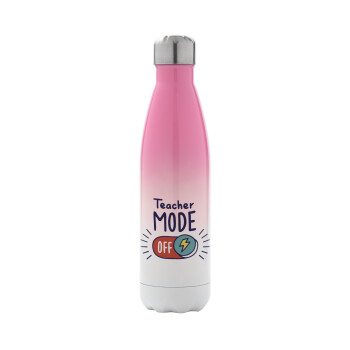 Teacher mode, Metal mug thermos Pink/White (Stainless steel), double wall, 500ml