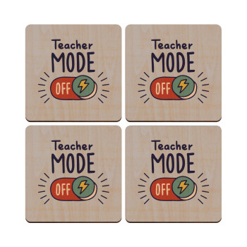 Teacher mode, ΣΕΤ x4 Σουβέρ ξύλινα τετράγωνα plywood (9cm)