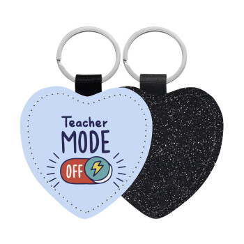 Teacher mode, Μπρελόκ PU δερμάτινο glitter καρδιά ΜΑΥΡΟ