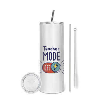 Teacher mode, Eco friendly stainless steel tumbler 600ml, with metal straw & cleaning brush