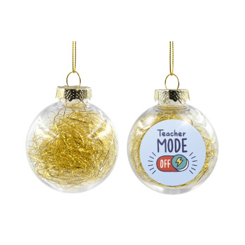 Teacher mode, Χριστουγεννιάτικη μπάλα δένδρου διάφανη με χρυσό γέμισμα 8cm