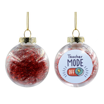 Teacher mode, Χριστουγεννιάτικη μπάλα δένδρου διάφανη με κόκκινο γέμισμα 8cm