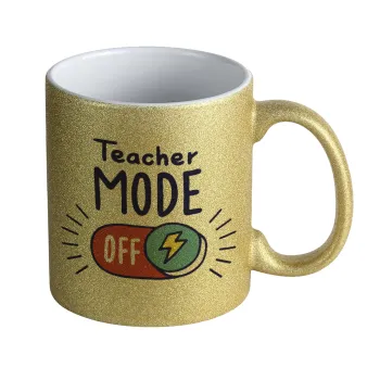 Teacher mode, Κούπα Χρυσή Glitter που γυαλίζει, κεραμική, 330ml