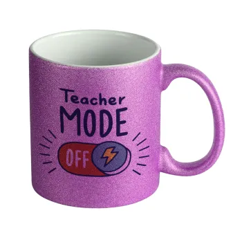Teacher mode, Κούπα Μωβ Glitter που γυαλίζει, κεραμική, 330ml