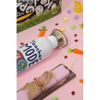 Teacher mode, Πασχαλινή Λαμπάδα με παγούρι μεταλλικό (620ml, stainless steel) & κερί αρωματικό πλακέ (30cm) (ΡΟΖ)