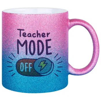 Teacher mode, Κούπα Χρυσή/Μπλε Glitter, κεραμική, 330ml