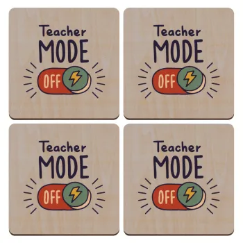 Teacher mode, ΣΕΤ x4 Σουβέρ ξύλινα τετράγωνα plywood (9cm)