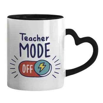 Teacher mode, Mug heart black handle, ceramic, 330ml