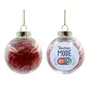 Transparent Christmas tree ball ornament with red filling 8cm