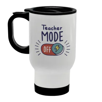 Teacher mode, Stainless steel travel mug with lid, double wall white 450ml