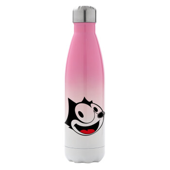 Felix the cat, Metal mug thermos Pink/White (Stainless steel), double wall, 500ml