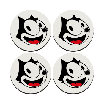 Felix the cat, ΣΕΤ 4 Σουβέρ ξύλινα στρογγυλά (9cm)
