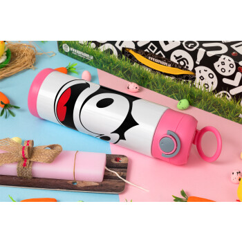 Felix the cat, Πασχαλινή Λαμπάδα με Παιδικό παγούρι θερμό, ανοξείδωτο, με καλαμάκι ασφαλείας, ΡΟΖ (500ml)